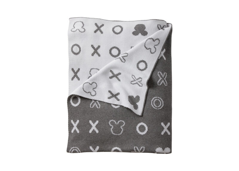 Hugs and Kisses Knit Stroller Blanket, Mouse Grey stroller blankets