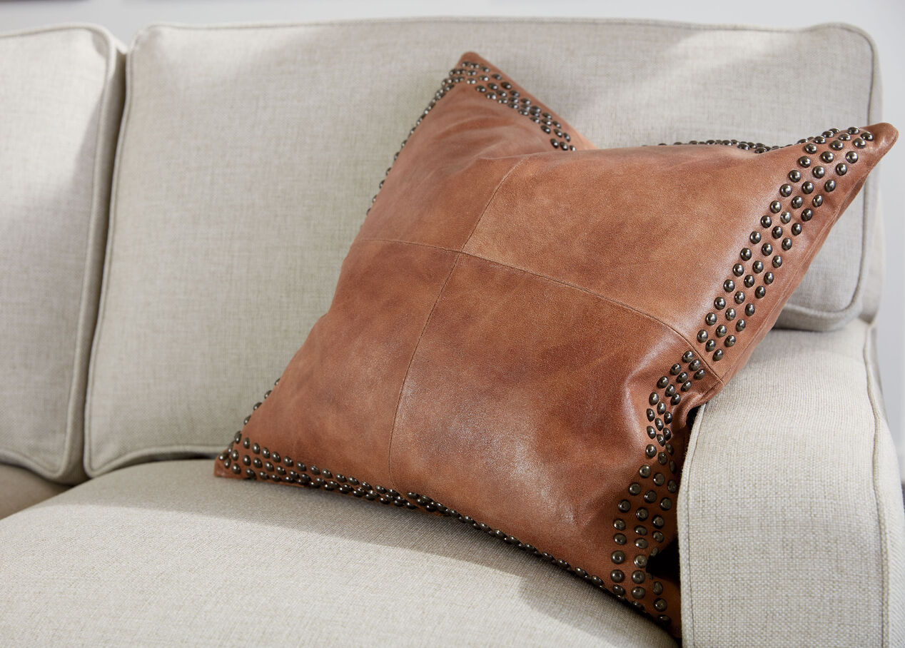 Brown Worn Leather Pillow Pillows