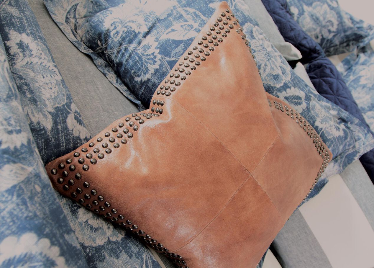Brown Worn Leather Pillow Pillows