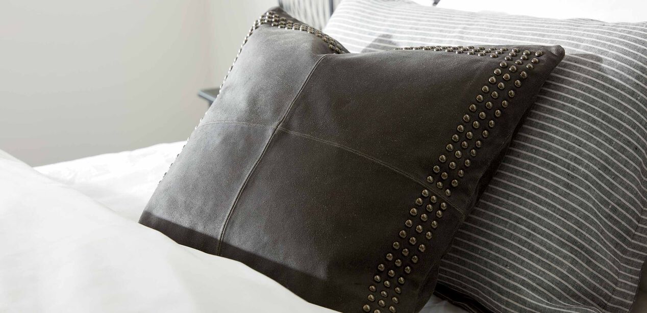 Black Worn Leather Pillow