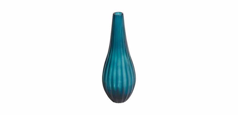 Small Teal Ribbed Vase Vases