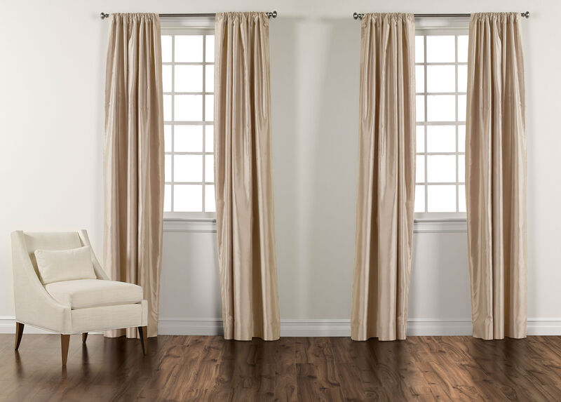 Ivory Satin Dupioni RodPocket Panel Silk Drapery