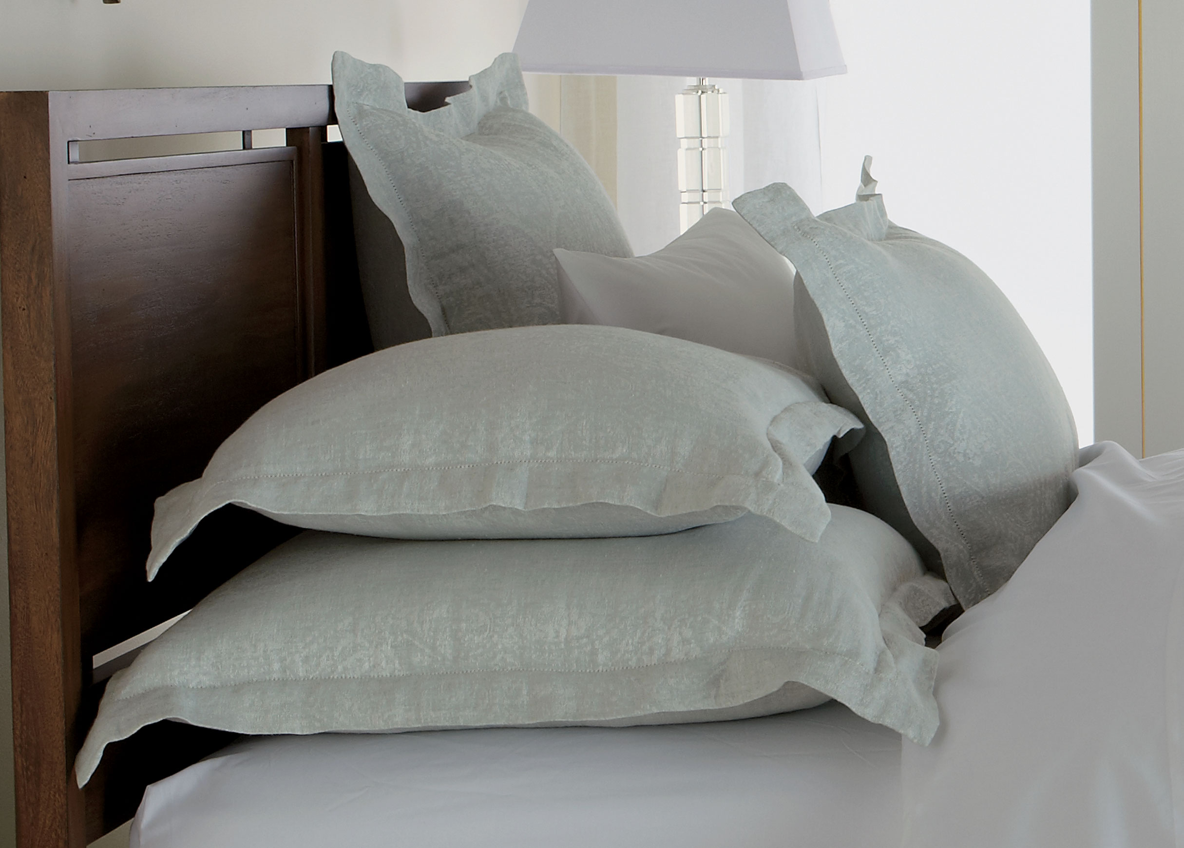 Washed Linen Paisley Sham, Mineral BEDDING