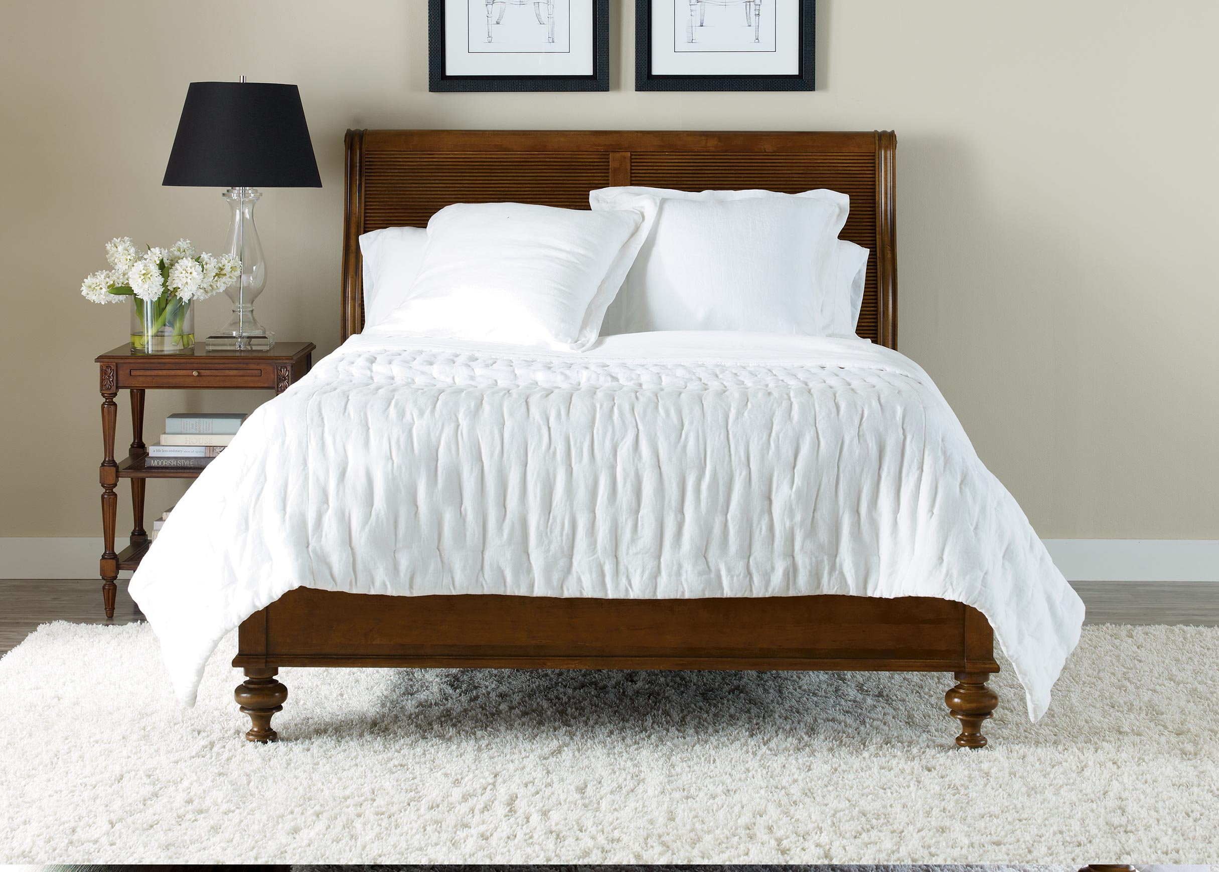 Linen Pick Stitch Quilt, White BEDDING Ethan Allen