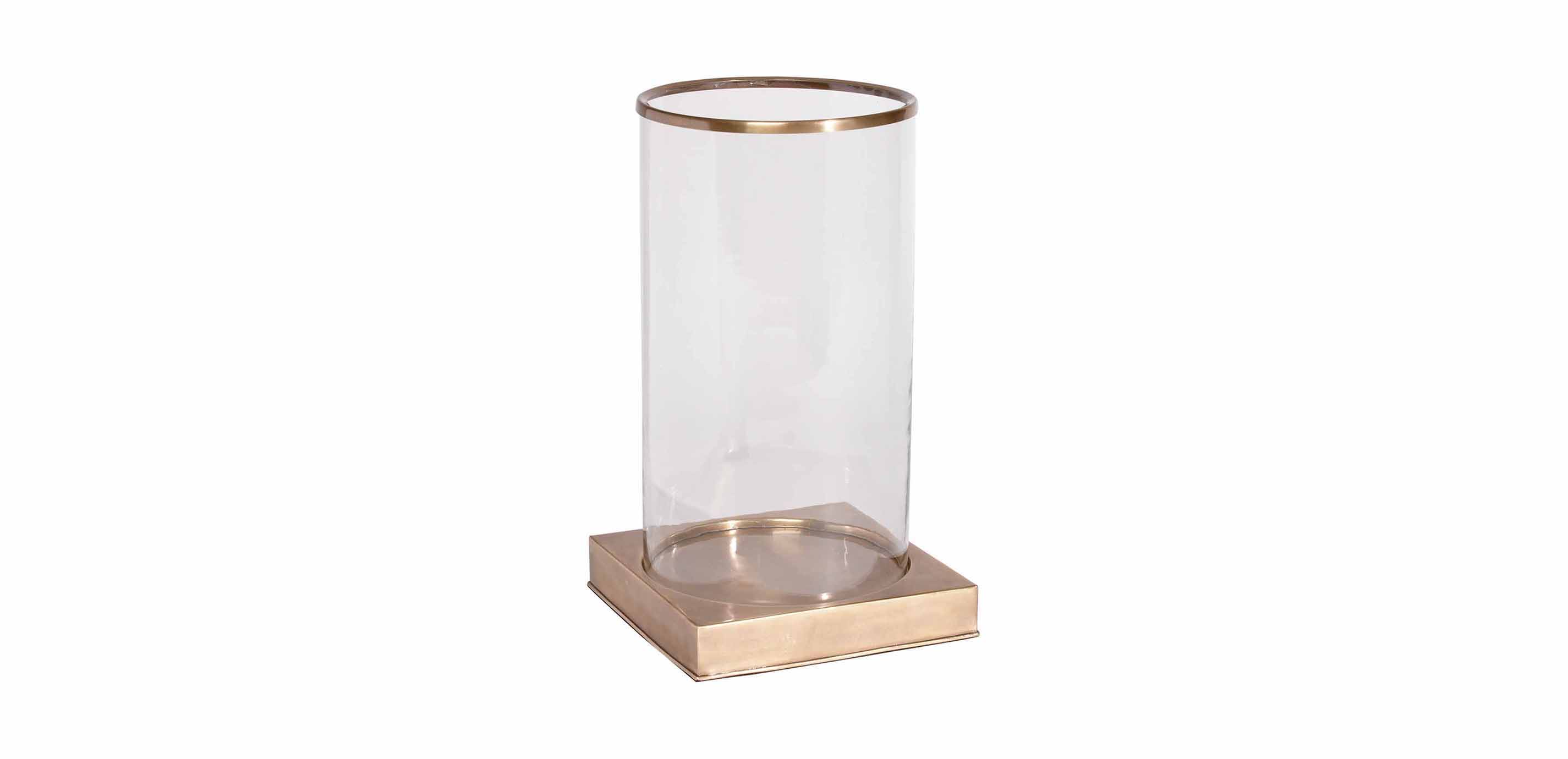 Rimmed Hurricane, Brass Candle Holders Ethan Allen