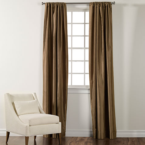 90" Bronze Satin Dupioni Rod-Pocket Panel | | large 90" Bronze Satin Dupioni Rod-Pocket Panel , , large