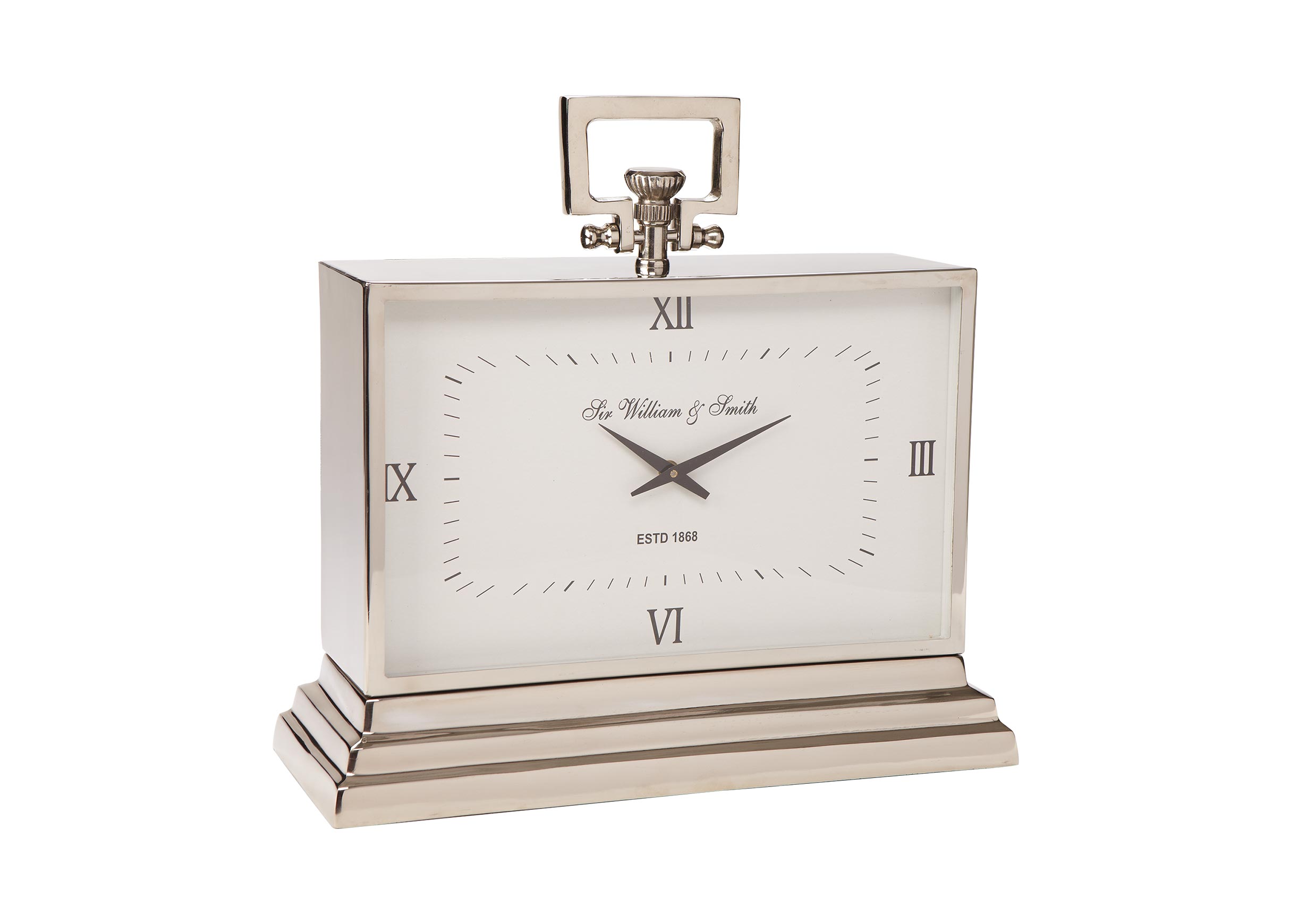 Large Nickel Desk Clock CLOCKS Ethan Allen