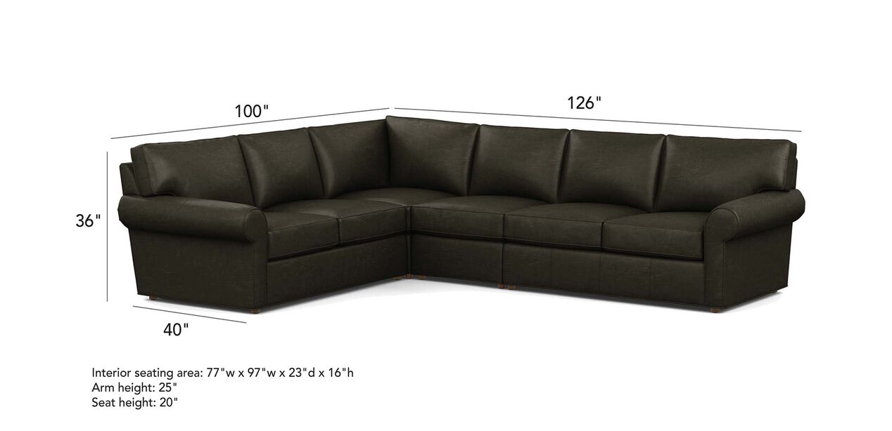 Retreat Leather RollArm FourPiece Sectional Ethan Allen