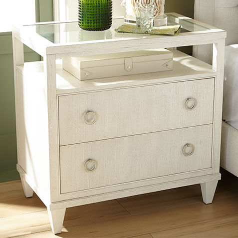 Heston Oak Glass-Top Night Table Product Tile Hover Image 365336