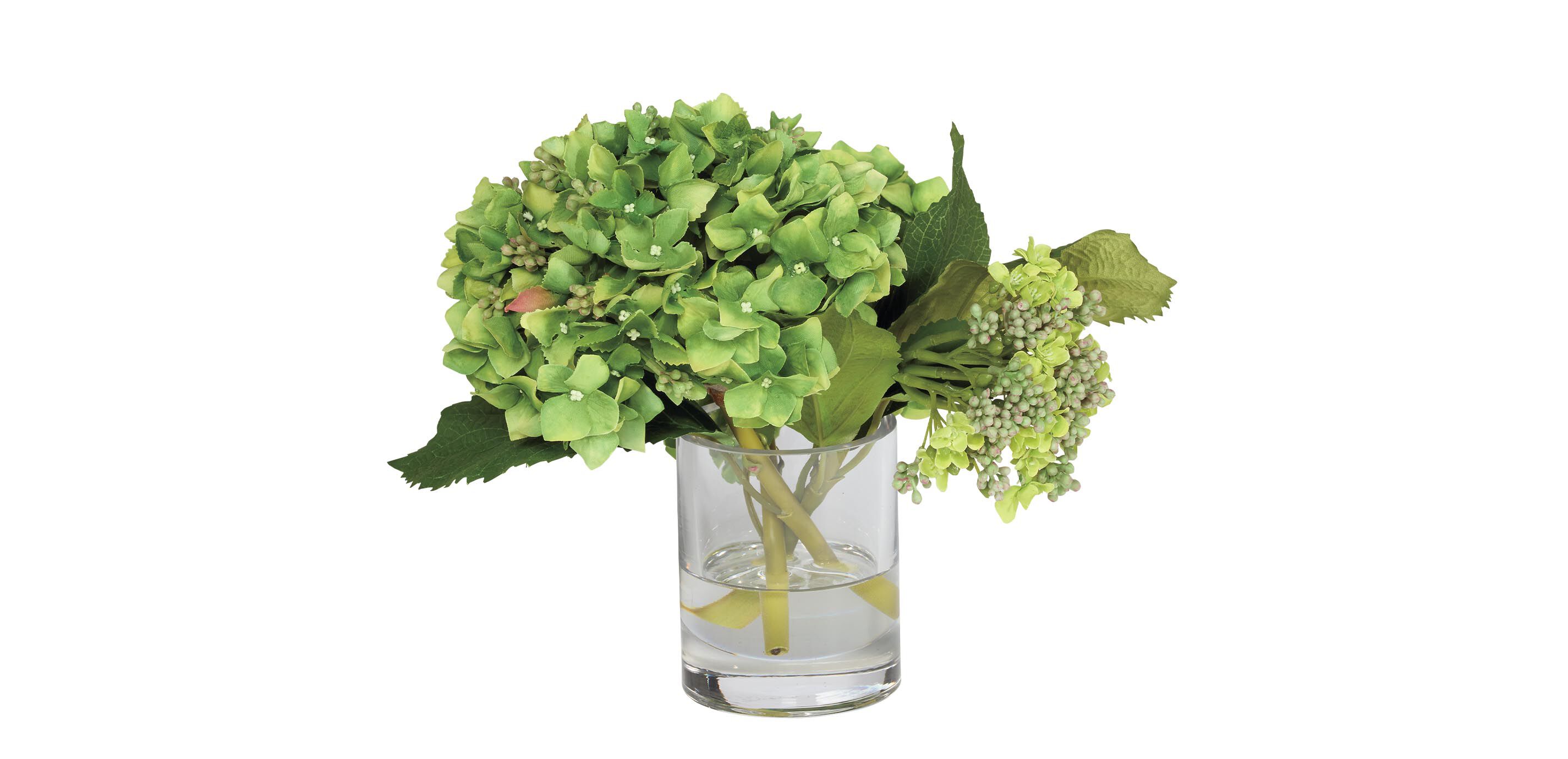 Hydrangea and Buds in Small Glass Vase_2