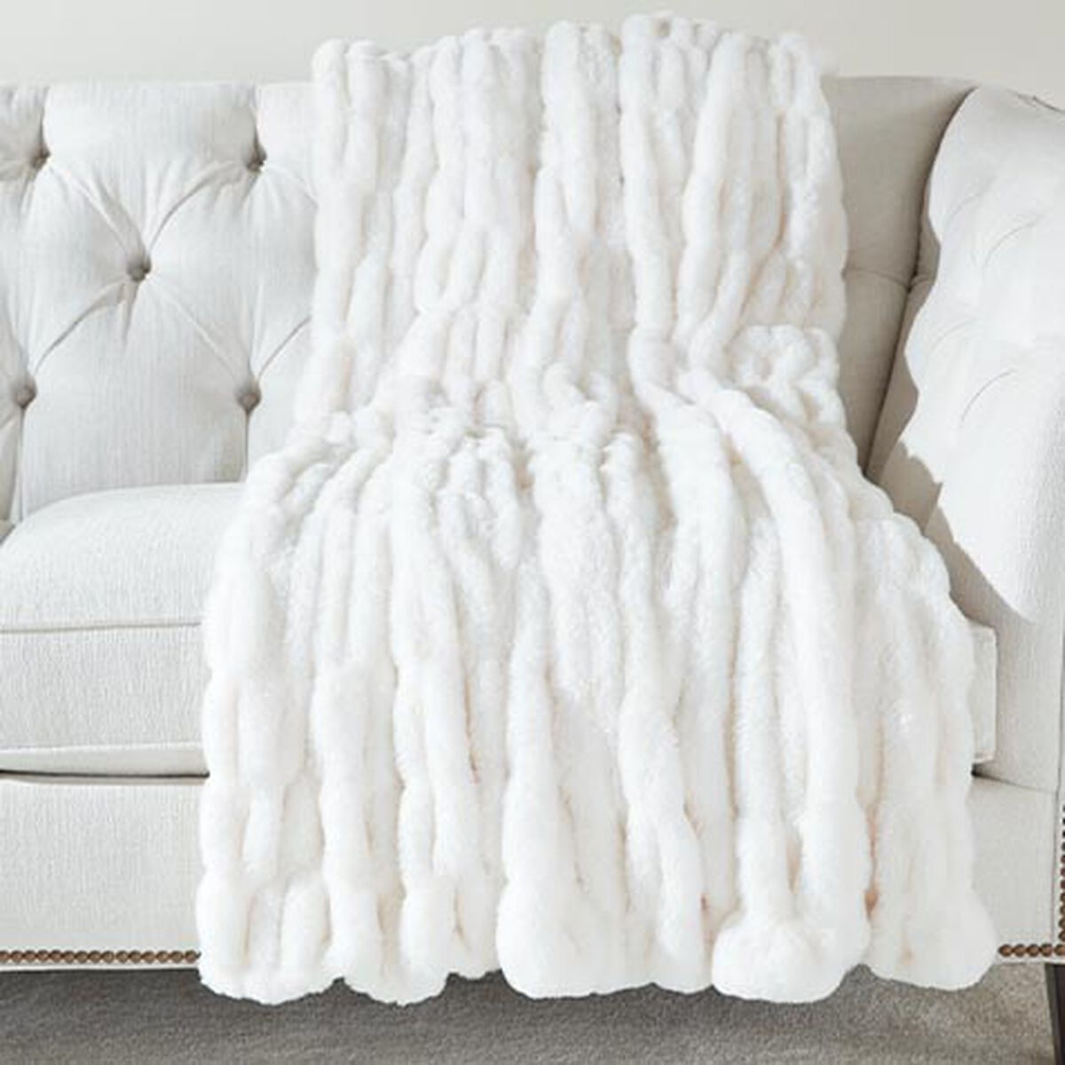 Ruched Faux Fur Throw
