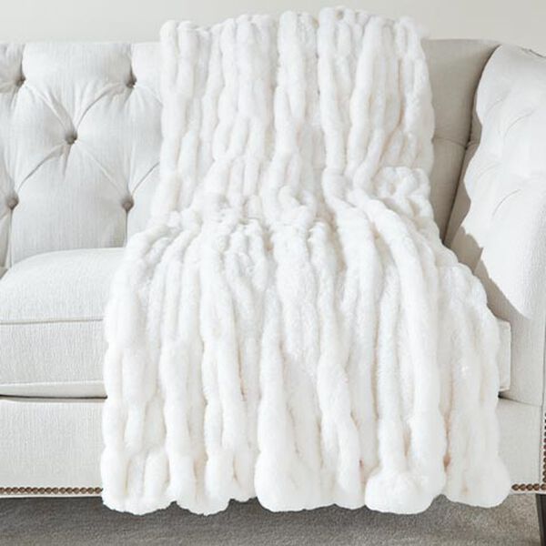 Ruched Faux Fur Throw
