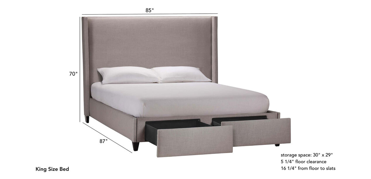 Colton Leather Storage Bed With Tall, Tall Leather Headboard King