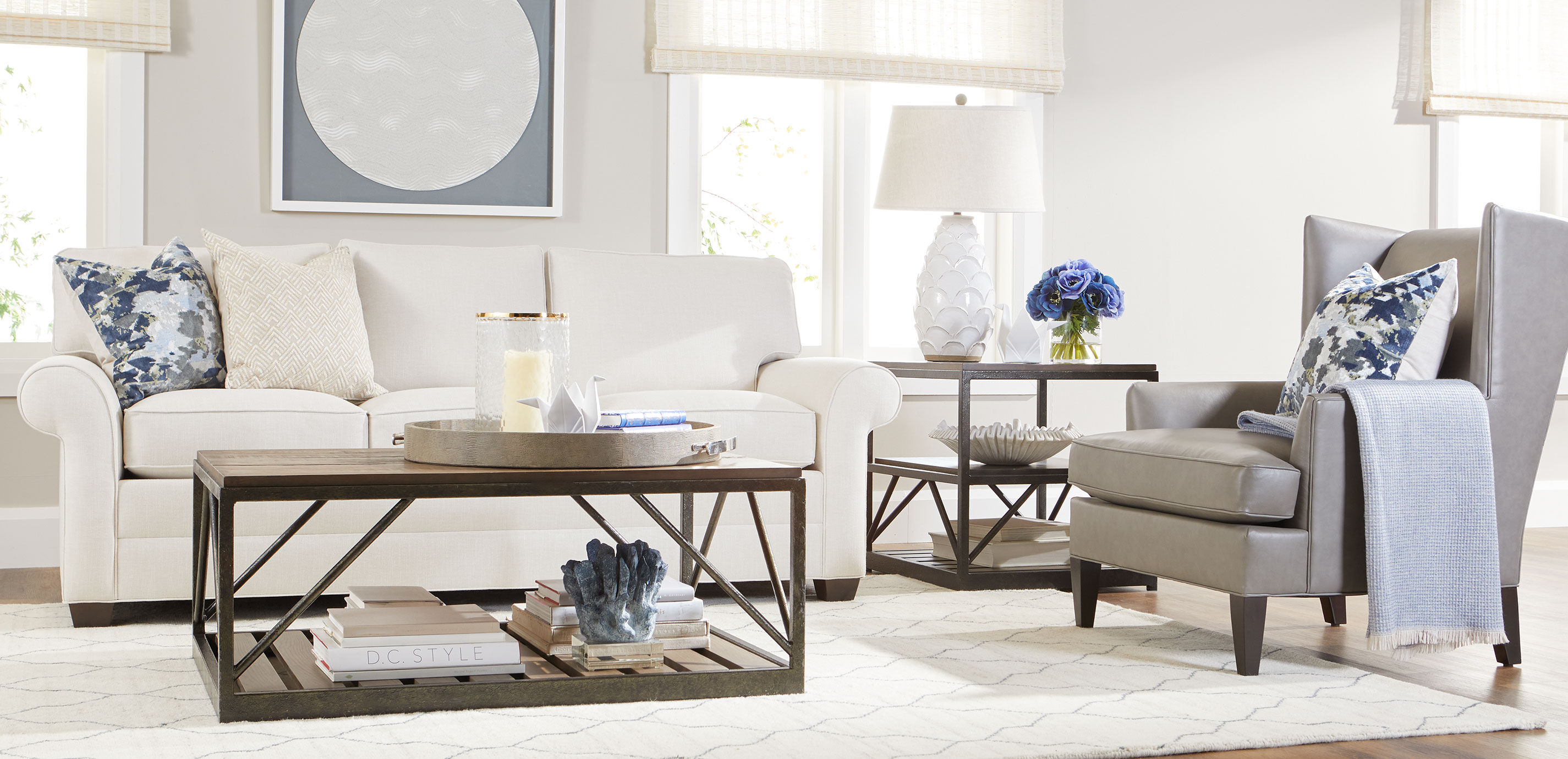 Deep Blue Anemone Bouquet in Cylinder Vase_10