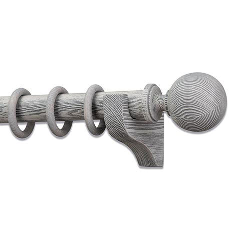 Distressed Wood Drapery Hardware Set with Ball Finial image