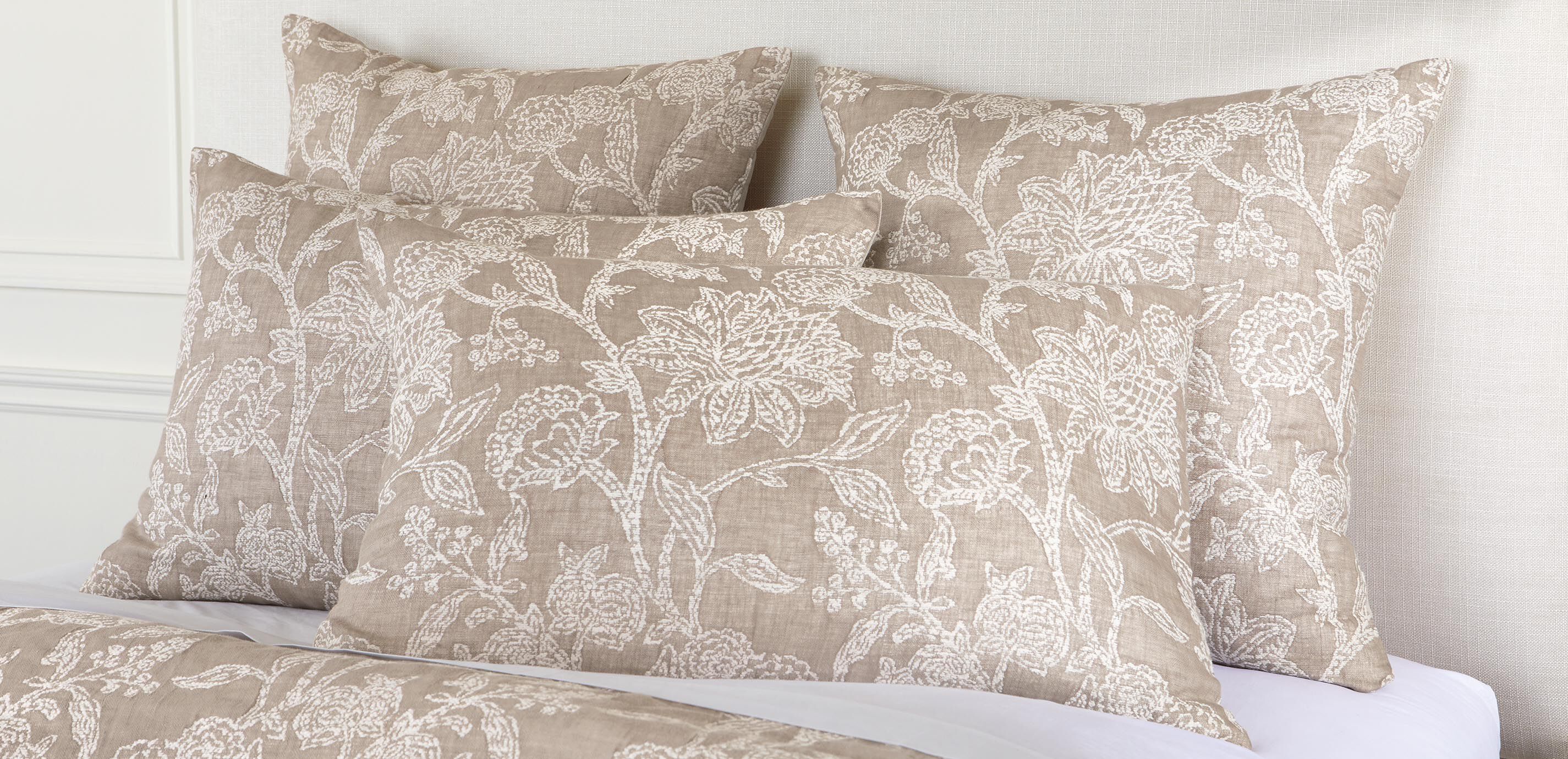 Floral Jacquard Duvet Cover and Shams Set, Tan_2