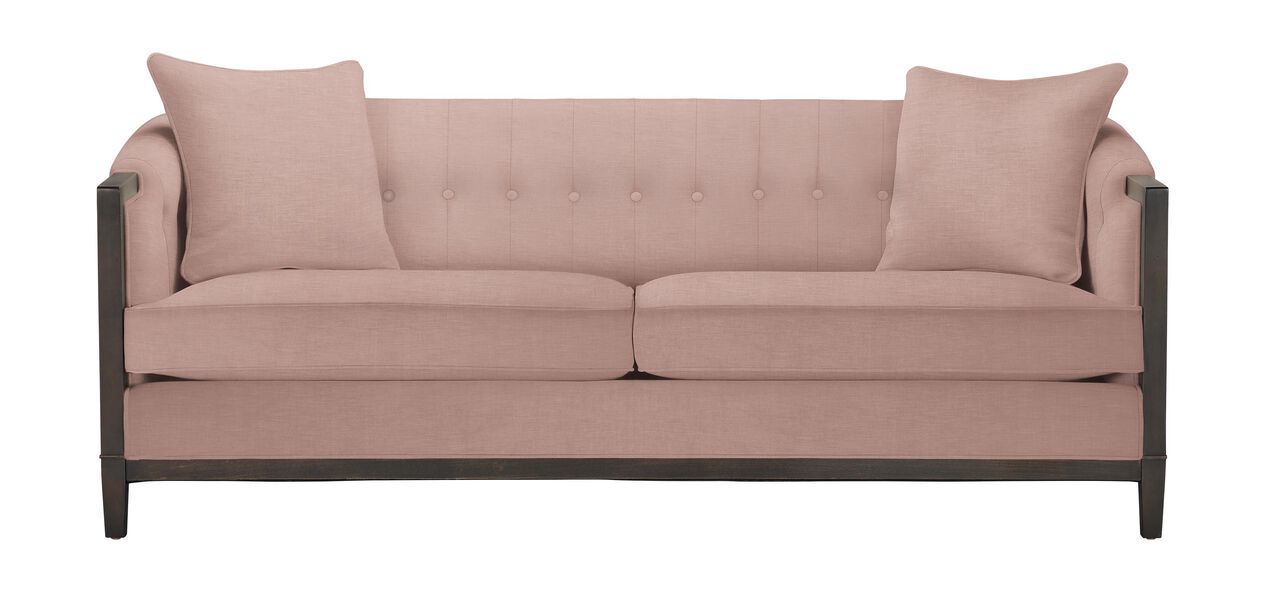 Mont Rose Exposed Wood Barrel-Back Sofa, Fabric