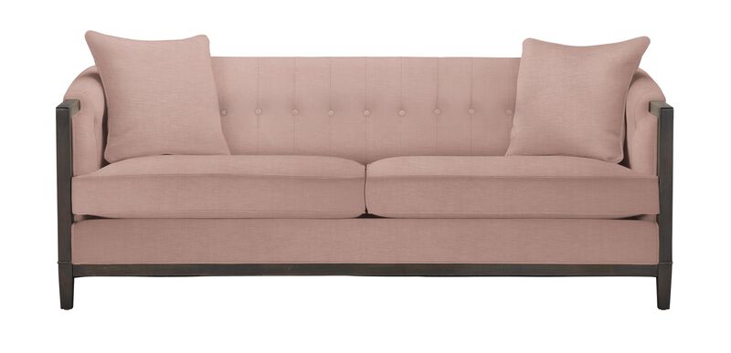 Mont Rose Exposed Wood Barrel-Back Sofa, Fabric