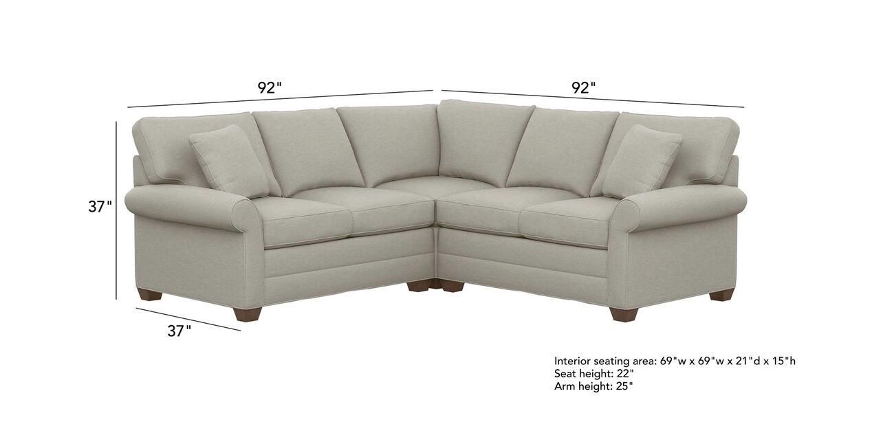 Bennett Three Piece Sectional Quick, Ethan Allen Leather Sectionals