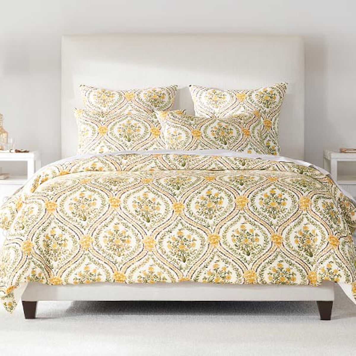 Gold Floral Duvet Cover and Shams Set