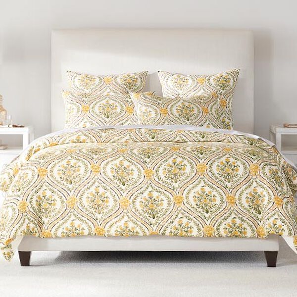 Gold Floral Duvet Cover and Shams Set