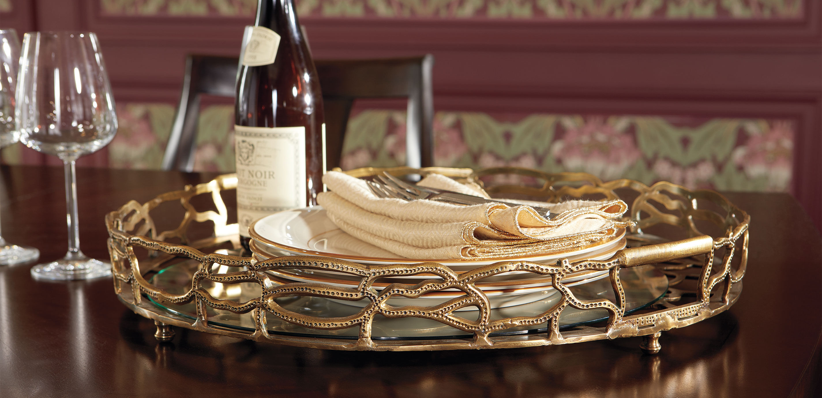 Round Brass Coral Tray_3