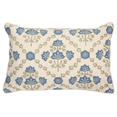 Crewel-Stitch Floral-Pattern Lumbar Pillow image 065795MST