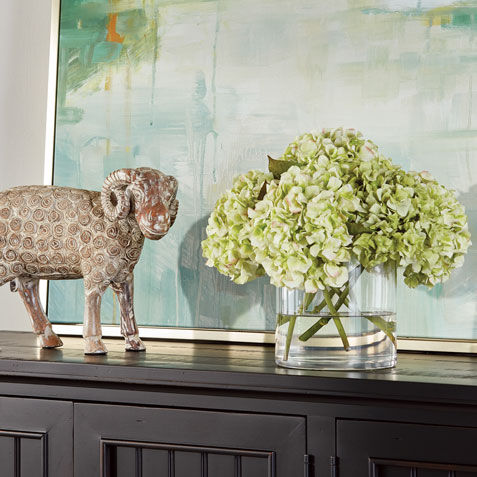 Green Hydrangea Mix in Vase, Real Touch Product Tile Hover Image 442250