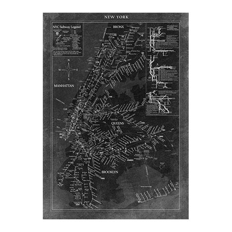 New York Subway Map Black image