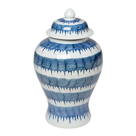 Dark Blue and White Drip Jar image