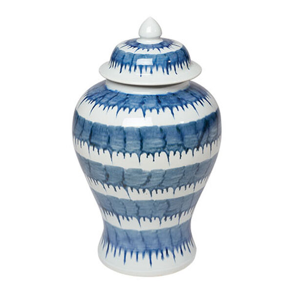 Dark Blue and White Drip Jar