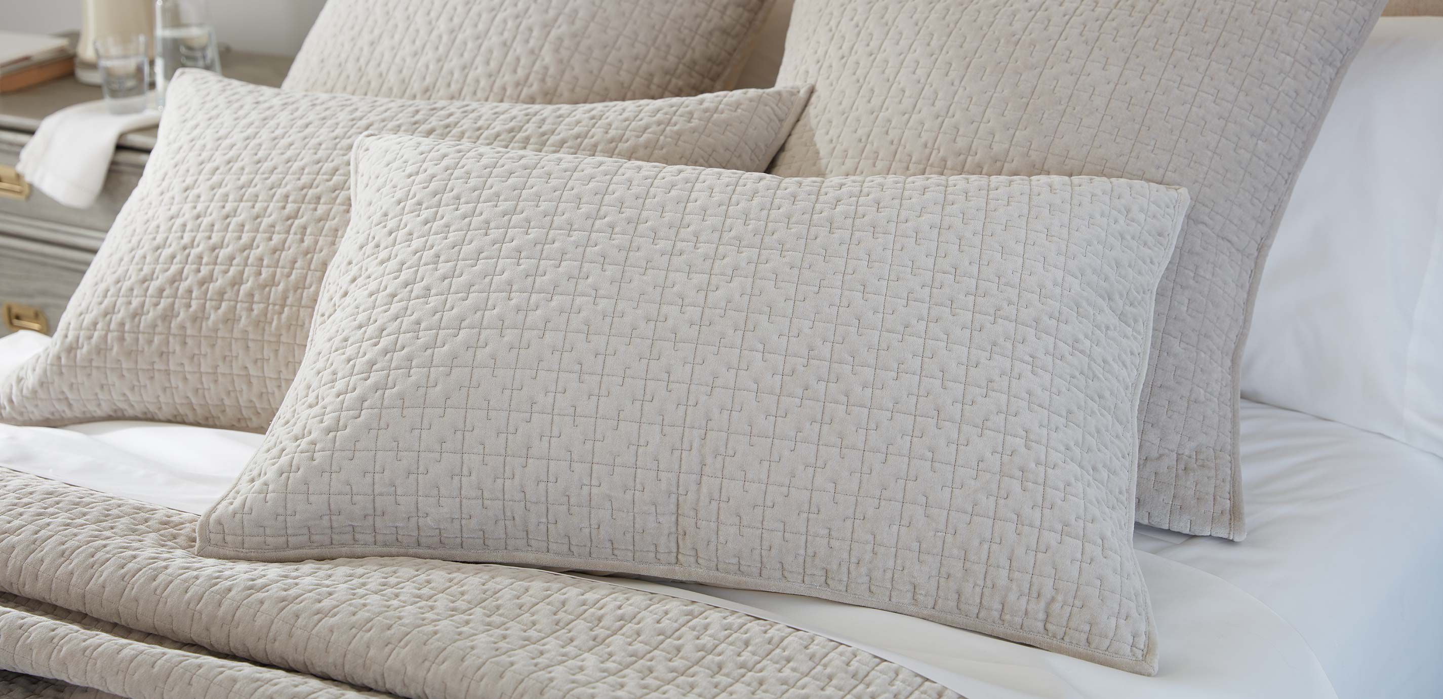 Salena Velvet Coverlet and Sham, Taupe_3