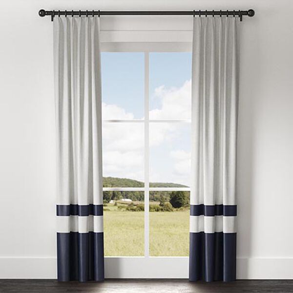 Sayre Washed Linen Drapery Panel with Trim Border