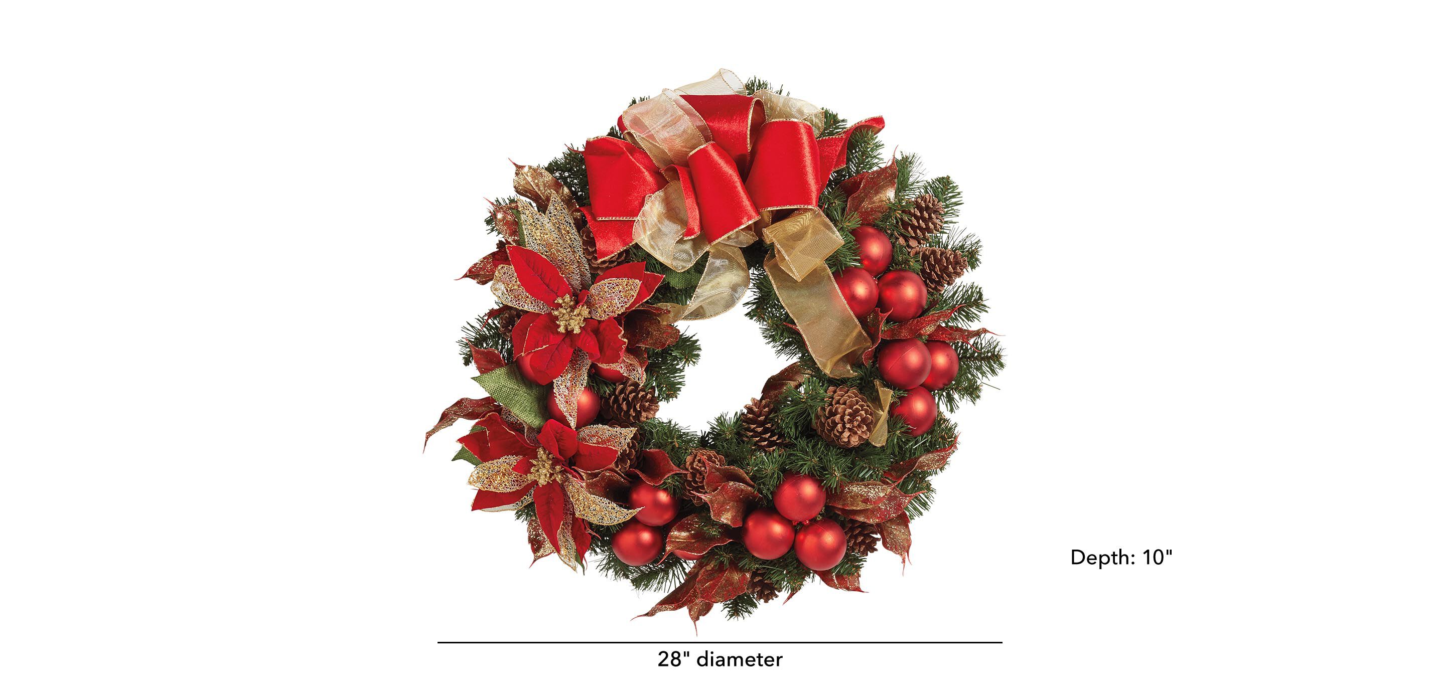 28" Red Poinsettia Holiday Wreath_1