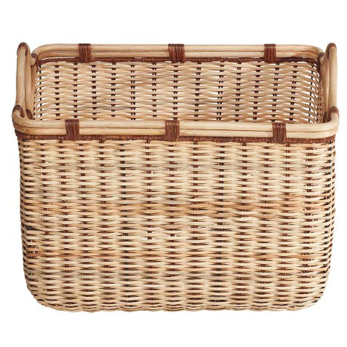 Wicker Rattan Basket with Brown Cord