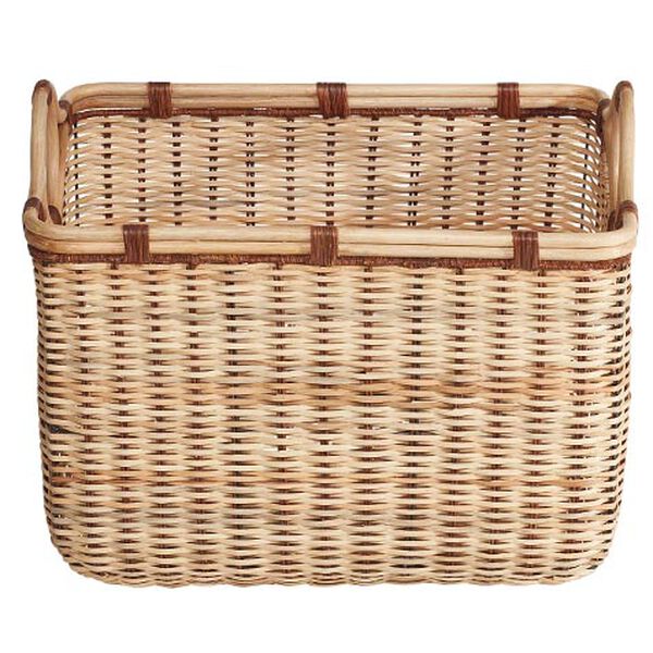 Wicker Rattan Basket with Brown Cord