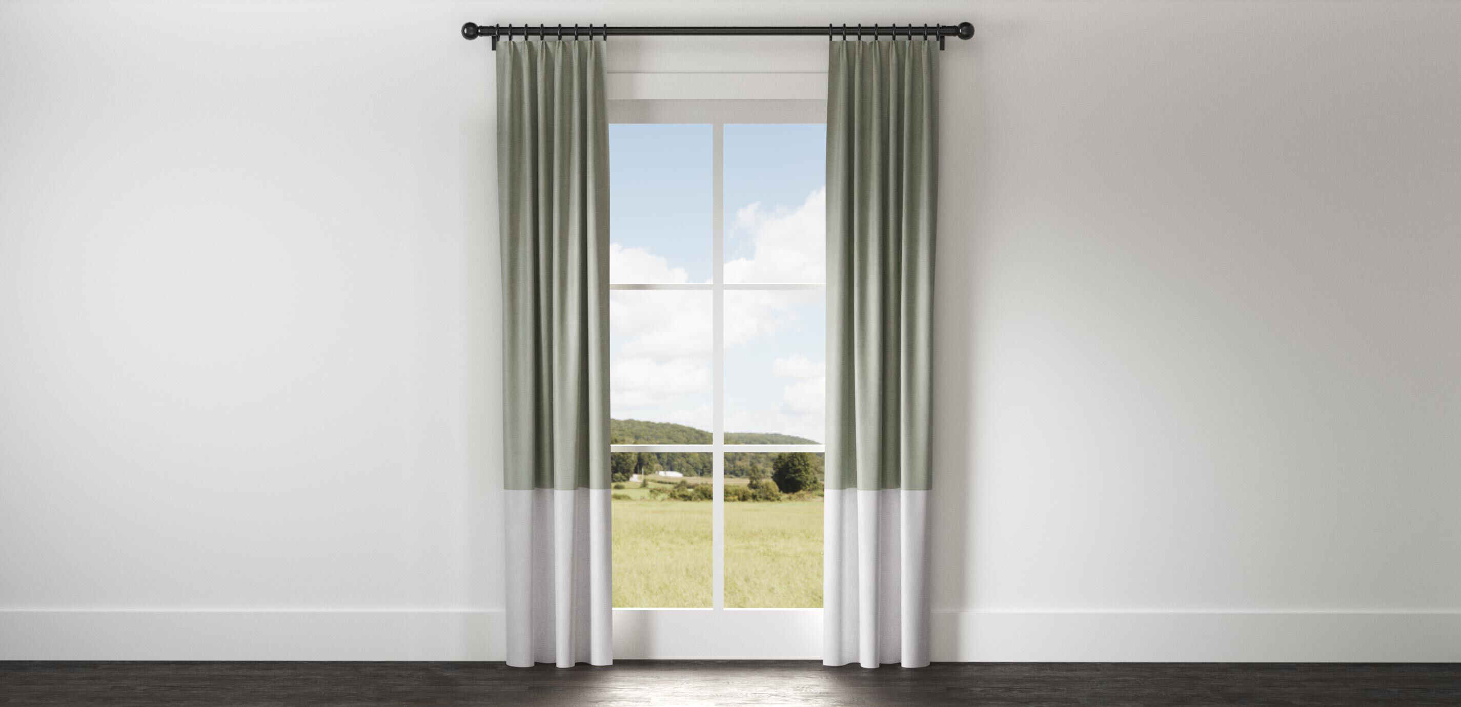 Satin Dupioni Drapery Panel with Trim Border