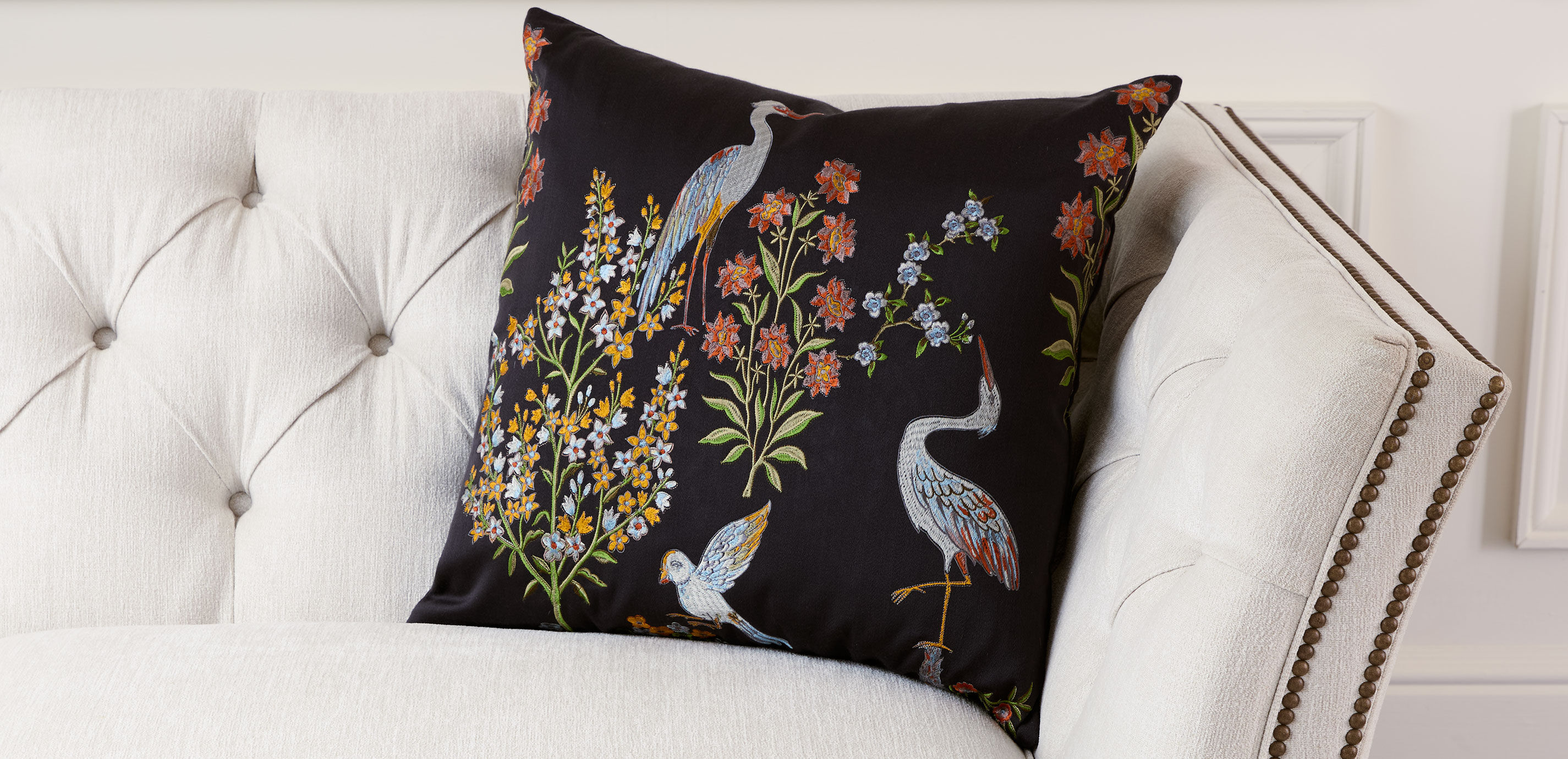 Embroidered Crane Pillow_1