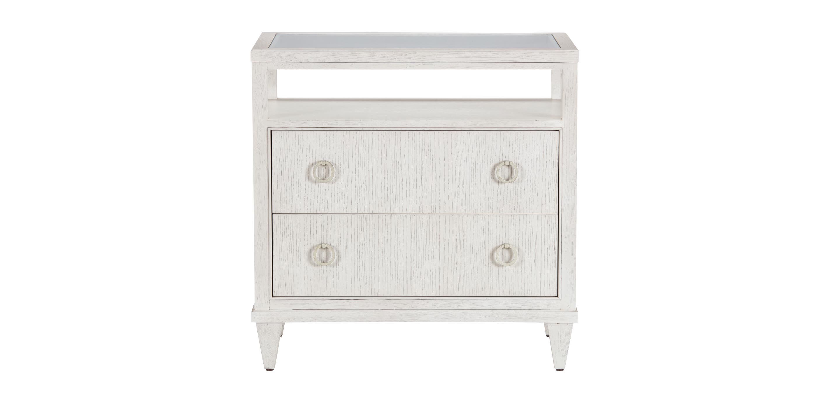 Heston Oak Glass-Top Night Table | Oak Night Stand | Ethan Allen