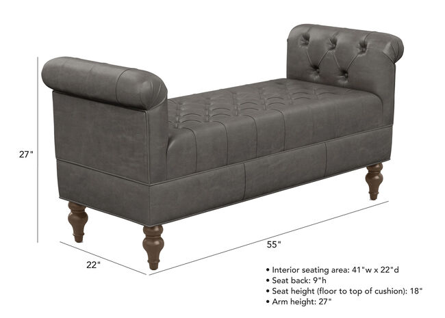 Auburn Leather Bench Ottomans Benches Ethan Allen