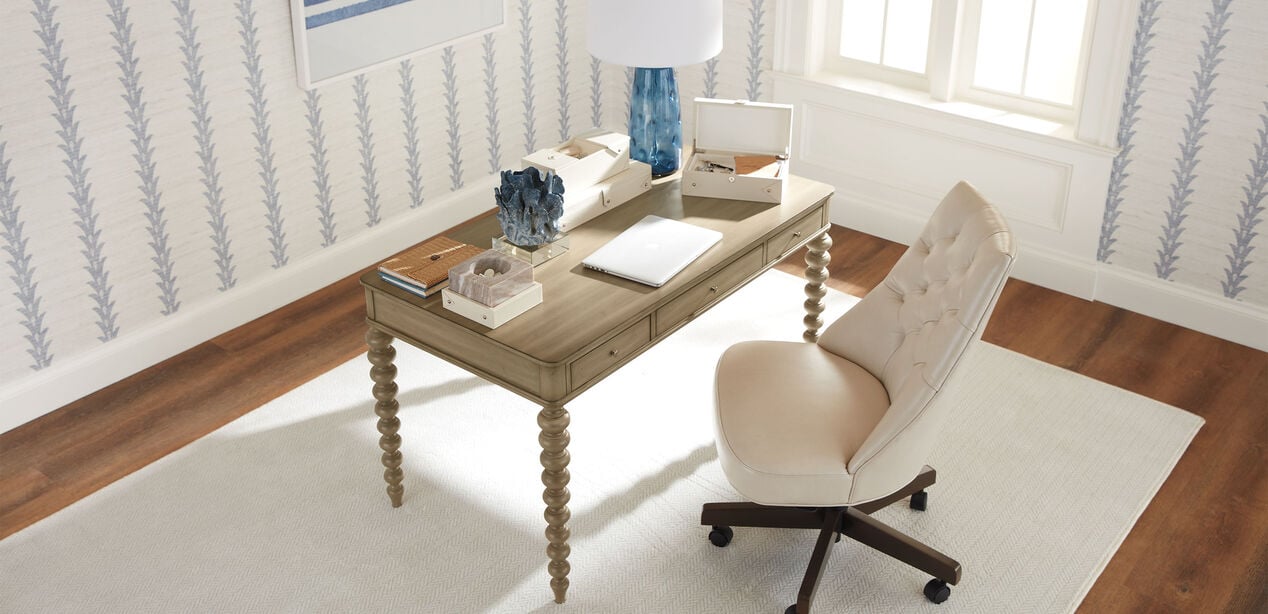 Custom Rounded--Corner Wooden Home Office Desk | Ethan Allen