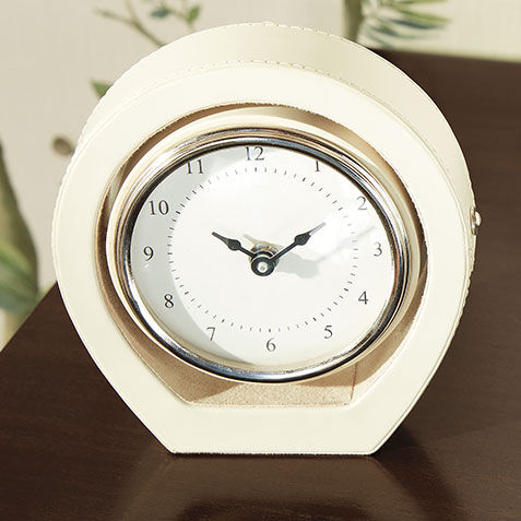 Ivory Leather Desk Clock Product Tile Hover Image 432488   WHT