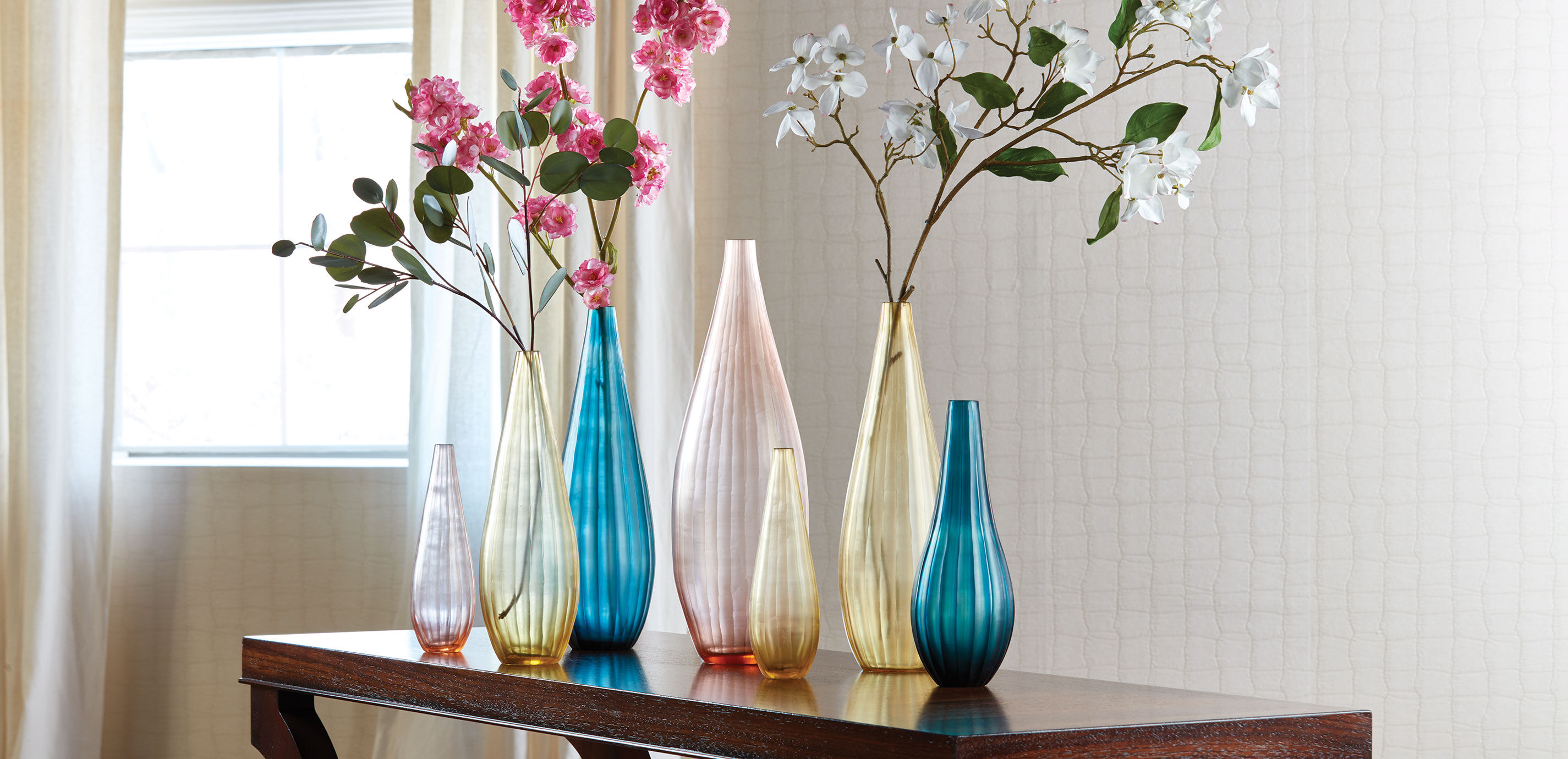 Small Teal Ribbed Vase_5