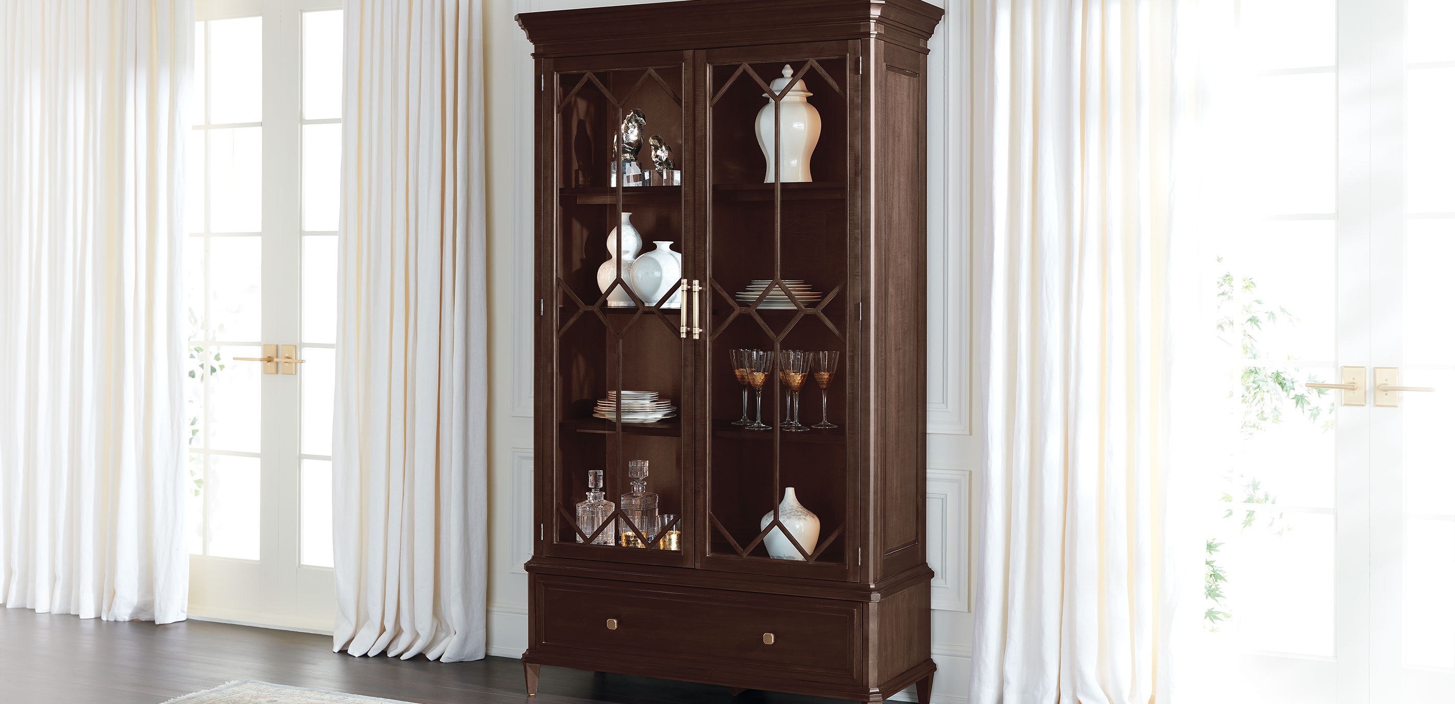 Tristan Display Cabinet with Lower Storage Drawer | Ethan Allen