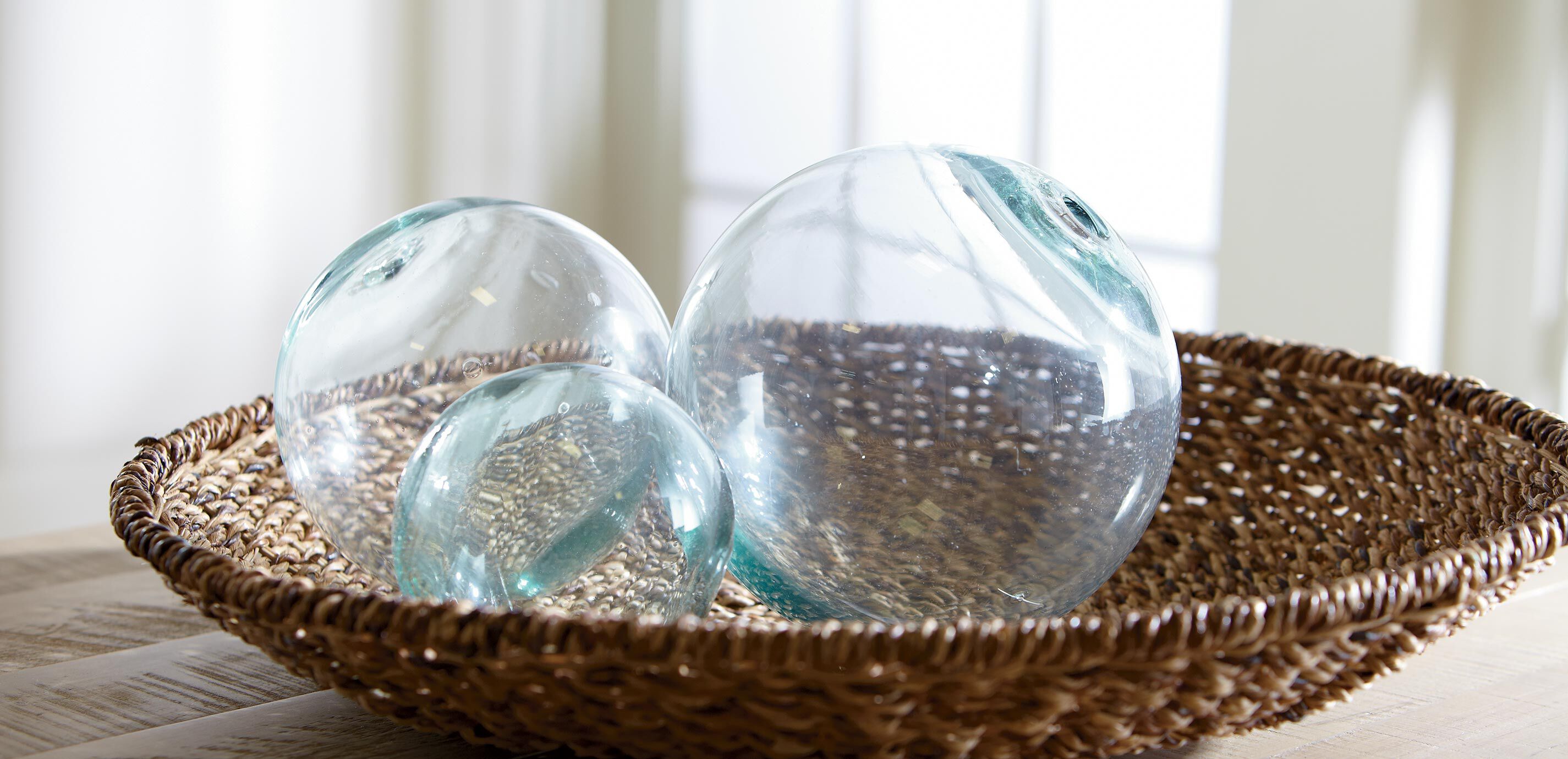 Small decorative glass balls top