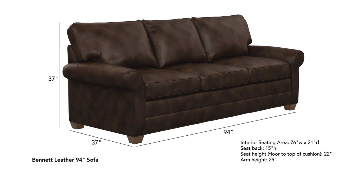 Bennett Roll Arm Leather Sofa Quick, Ethan Allen Leather Couch