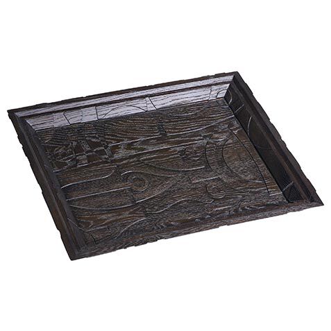 Carved Dark Wood Tray image 432508   BLK