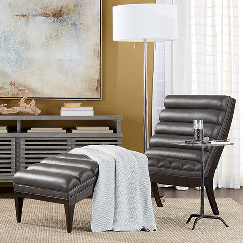 Hendrik Channel-Tufted Leather Chaise Product Tile Hover Image 722431