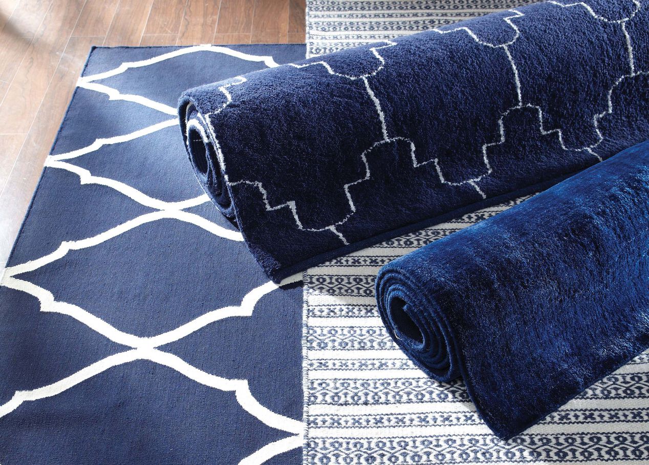 Loomed Wool Rug, Navy Solid Rugs Ethan Allen