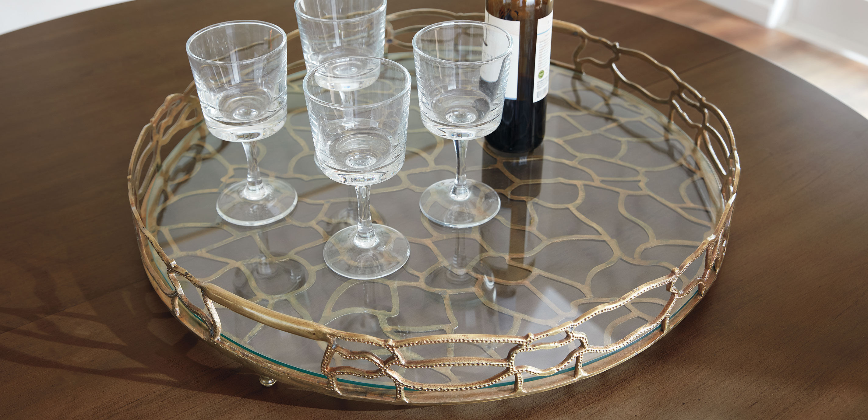 Round Brass Coral Tray_3